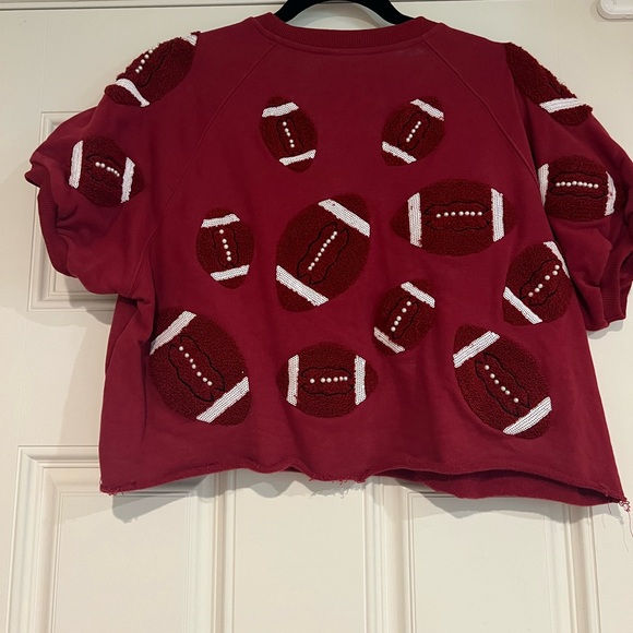 Like new! Queen of Sparkles QOS Crimson/Maroon Fuzzy Football Top and Short. - Picture 5 of 7
